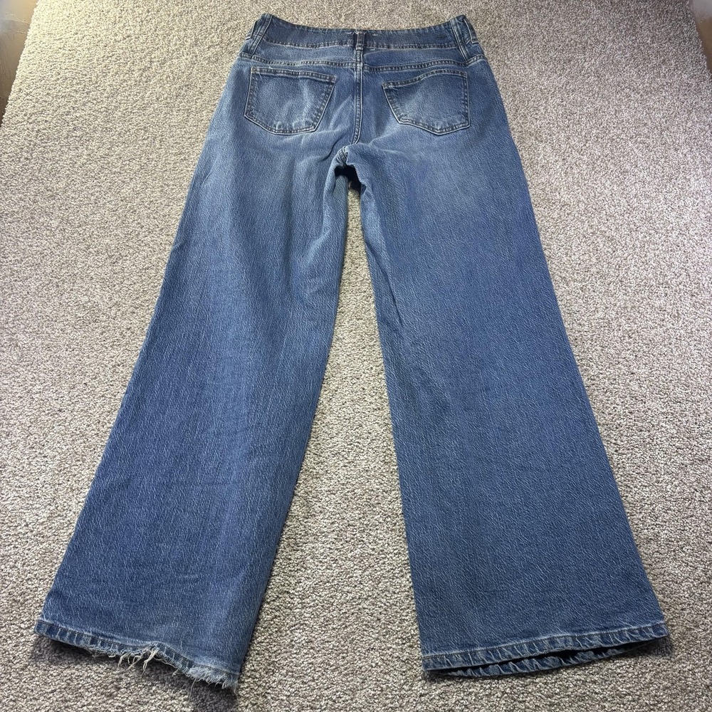 Habitual High Rise Wide Leg Jeans Womens 8/29 Blue Distressed Stretch Denim - Picture 10 of 11